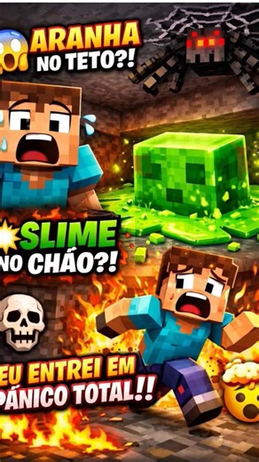 😱🕷️ ARANHA NO TETO?!🦠💥 SLIME NO CHÃO?!🏃‍♂️💨 EU ENTREI EM PÂNICO TOTAL!!💀🔥🤯#minecraft #gaming