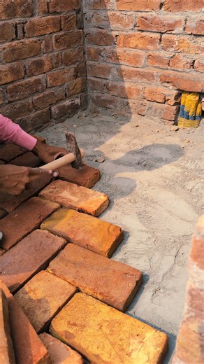 Floor Brick Laying Tips & Tricks 🔥 | Perfect Brickwork Technique #Shorts