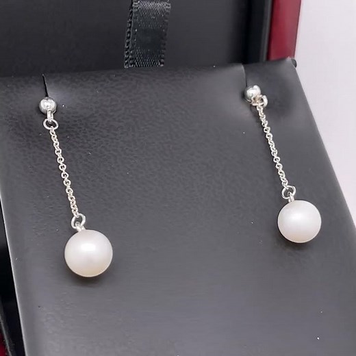 Tiffany & Co. Sterling Silver Ziegeld Dangle Pearl Earrings