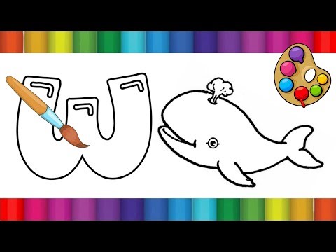 W for whale 🐳 | Coloring pages for kids with Happy brain kids learning
