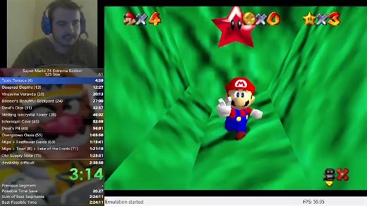 [KingToad64]Super Mario 74 Extreme Edition - 125 Star Speedrun in2:34:03-2:29:05