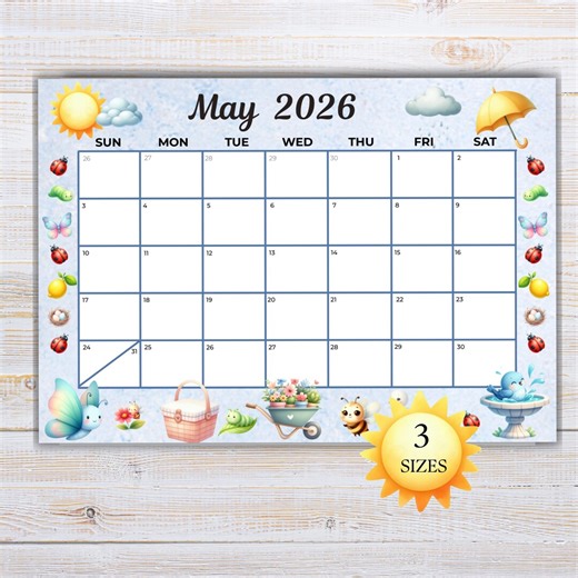 May 2026 Calendar Printable, Monthly Planner Calendar, Annotate on iPad or Tablet, Desk Calendar - Etsy