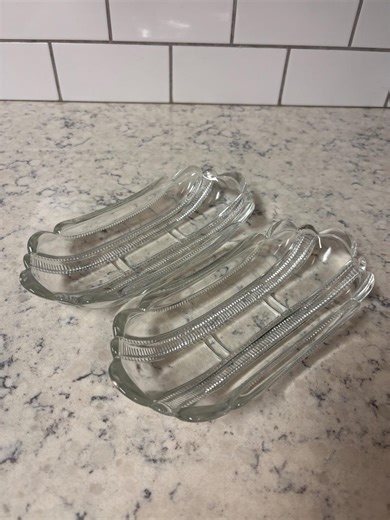 Vintage Clear Pressed Glass Banana Split Dishes With a Ribbed "zipper" Pattern. - Etsy