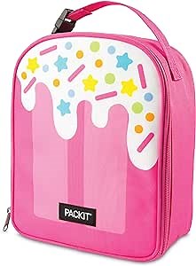 PackIt® Freezable Playtime Lunch Box, Pink Popsicle, Built with EcoFreeze® Technology, Collapsible, Reusable, Zip Closure With Buckle Handle, Perfect for Keeping School Lunches Fresh Large