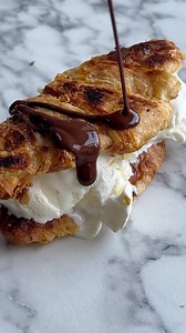 Frederikke Wærens - Food & Cake inspiration | Your new favorite dessert🤝 Butter fried croissants with ice cream and melted chocolate🥹 This is amazing!!🥐🍫 Roll out croissants. Fry on... | Instagram
