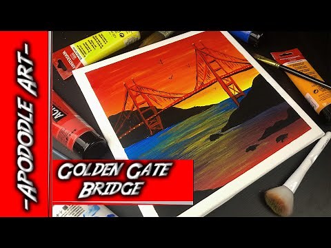 How to Paint Golden Gate Bridge at Golden Hour | Acrylic Painting | S1E11