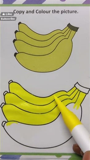Beautiful Banana Colouring Drawing for Kids | Easy Fruit Coloring Page