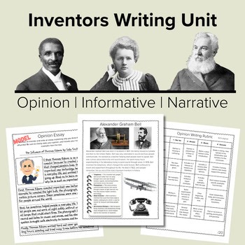 Inventors Biography Writing Unit | Opinion, Informative & Narrative | No Prep