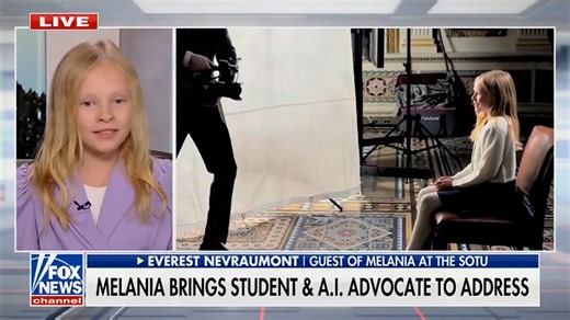 Ten-year-old AI advocate Everest Nevraumont lit up the State of the Union as one of Melania Trump's special guests. Her highlight? A warm greeting and photo with Melania. | America First Policy Institute