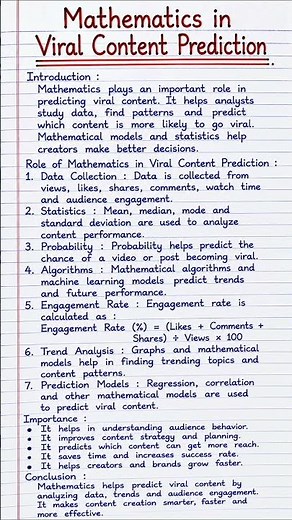Mathematics in Viral Content Prediction | Maths Project | Easy Homework
