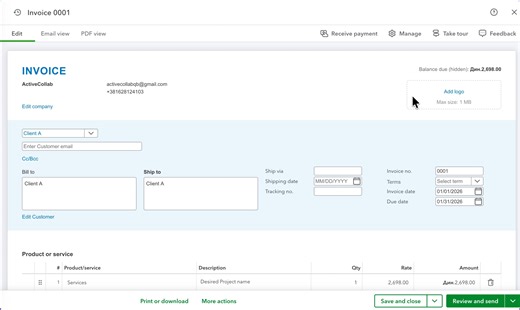 How to mark as sent an invoice in QuickBooks?