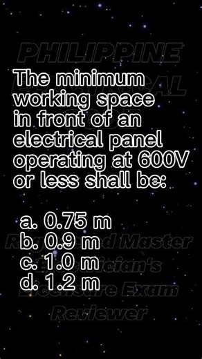 42K views · 889 reactions | The minimum working space in front of an electrical panel operating at 600 V or less shall be:  Philippine Electrical Code ✔️ #electricalengineering ✔️ #masterelectrician ✔️ #electrician ✔️ #electrical ✔️ #education ✔️ #fypviralシ | Philippine Electrical Code | Facebook