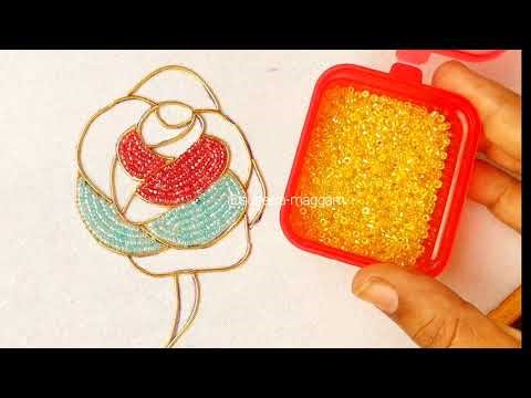 Latest Rose Flower Motif Design for beginners blouse Back Neck |Easy Bead Work Tutorial Step-by-Step
