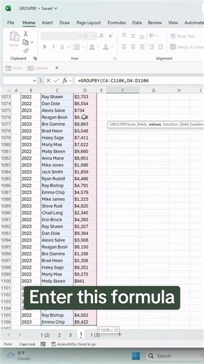 How to summarize data using this NEW function. 📊 Comment 'SMARTER' and I'll send you a FREE Excel class that’ll save you 3 hours of work each week! #excel #exceltips #exceltricks #spreadsheets #corporate #accounting #finance #workhacks #tutorial #sheets | Excel Dictionary
