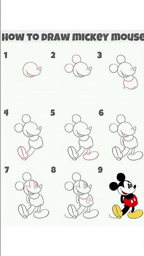 How to Draw Mickey Mouse | Disney character drawing | Easy mickey mouse drawing #drawing #art #viral