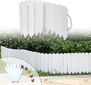 Wood Garden Edging Wood Landscape Edging Garden Fence Border Flexible Decorative Border Tree Fence for Yard Flower Bed Lawns Pathway - 12'' H x 6.6 Ft L (1 Pack)
