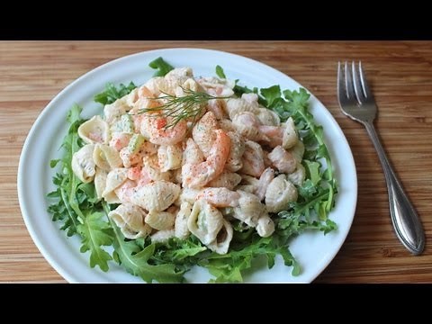 Shrimp & Pasta Shells Salad - Cold Macaroni Salad with Shrimp Recipe