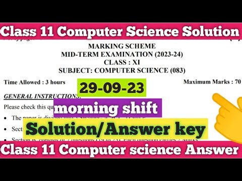 class 11 computer science answer key morning shift ||mid term 2023-24 ||computer science answer key