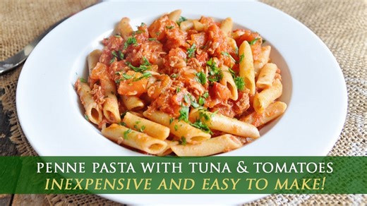Easy penne pasta with tuna and tomato sauce recipe