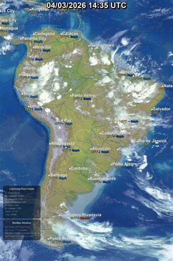 South America 24 Hour Satellite Weather | April 03, 2026 #shorts