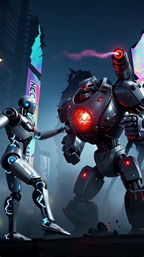 Fast Robot vs Giant Mech 💥 Who Wins? (Crazy Finish!) | AI Action Battles #ai #short #cinematic