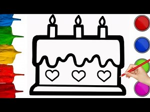 How to draw rainbow birthday cake | step by step