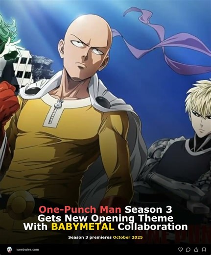 One-Punch Man Season 3 Gets New Opening Theme With BABYMETAL Collaboration