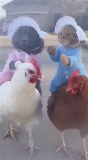 Cat Riding Chicken Goes WILD 😂🐔 | Funniest Animal Powder Fight Ever!
