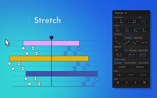 AE脚本-关键帧复制粘贴对齐镜像拉伸调节控制工具 Keystone