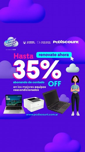 🔥 ¡CyberMonday llegó a Pc Discount! 🔥 Del 3 al 5 de noviembre, aprovechá descuentos de hasta 25% en tecnología reacondicionada, con la calidad y seguridad que solo Pc Discount puede ofrecerte. 💻 💳12 cuotas sin interés 💰 O 35% OFF adicional abonando por transferencia 🚚 Envío gratis 🛡️ Garantía de 12 meses ¿Qué estás esperando? Ingresá a nuestra web y llevate tu equipo favorito! Pc Discount. Como Nuevo, pero Mejor. 🚀 | Pc Discount