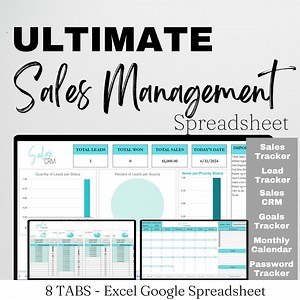 Sales Planner Template Excel Spreadsheet, Sales Management Template Excel Spreadsheet, Google Docs, Sales Tracker, Sales CRM, Lead Tracker - Etsy