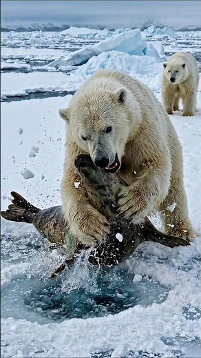 Polar Bear Hunts Seal in Arctic Standoff! | Full Action #shorts #wildlife #animals