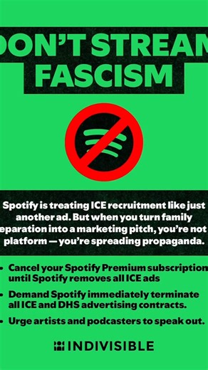 I cancelled my #spotify account today. It’s time to #cancelspotify until they stop running ads for ICE. #dontstreamfascism | Eric Robertson-eric4themany