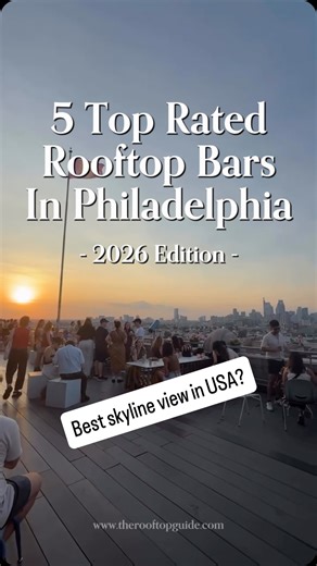 THE ROOFTOP GUIDE on Instagram: "Our 5 top rated rooftop bars in Philly in 2026! Skyline views, downtown vibes and delicious food - the best rooftop bars in Philadelphia have something to offer for everyone. #rooftopbar #phillybars #phillyskyline #phillyviews #phillyrooftops"
