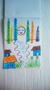 Village Scenery Drawing with Sketch Pens | @thecraftyandartprevin