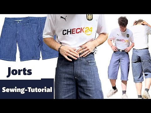How to sew Jorts | Denim baggy y2k Jorts sewing tutorial