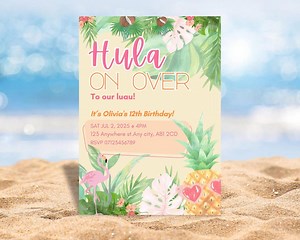 Luau Birthday Invitation: Tropical Hula Party, Editable Template (digital Download) - Etsy