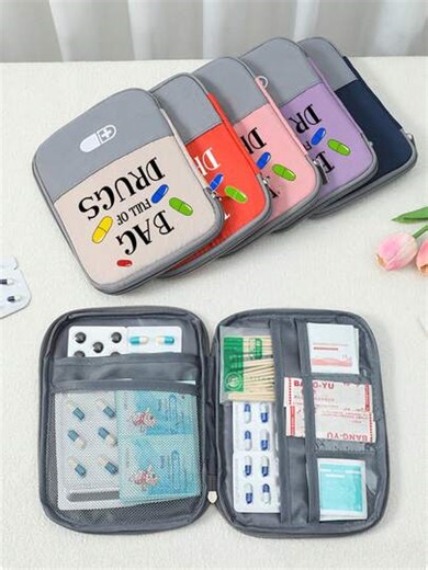 Portable Medical Bag With "BAG FULL OF" And Pill Pattern, Compact First Aid Kit For Camping, Travel And Home Storage, Small Medicine Pouch, Convenient Medical Bag, Emergency Pack, Available In Multiple Colors, Suitable For Daily/Outdoor/Travel, Essential Medical Accessory For Health-Conscious And On-The-Go Users, Daily Health Management Organizer Medicine Bag Pill Box Pill Case Pill Containers Hospital Bag Medicine Organizer Medicine Storage Bag Cruise Essentials Vacation Essentials Travel Stuff