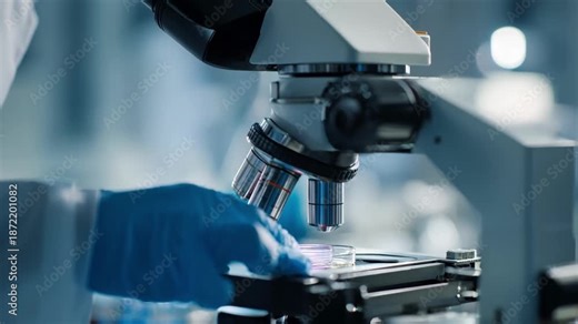 Technician using microscope to identify biological contaminants in water ensuring safety by detecting microorganisms and pathogens.