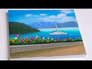 Acrylic Landscape Painting | Spring Lake | Painting for Beginners