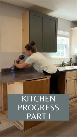 DIY Kitchen Remodel Reveal: Island Upgrade, Hewn Floors, and Tall Cabinets Kitchen glow-up time. First move: we turned the peninsula into an island for better flow. Then we installed gorgeous @hewnfloor flooring. It’s durable, waterproof, and easy to put in. We ripped out two closets and a doorway to make room for floor-to-ceiling cabinetry. In a money-saving moment, we assembled the cabinets ourselves… big regret, but we survived. Next up: epoxy countertops. Follow along for Part II! #KitchenRe