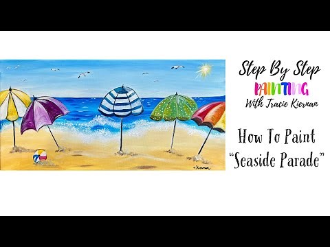 How To Paint "Seaside Parade" - Beach Umbrellas Painting Tutorial - Easy For Beginners!