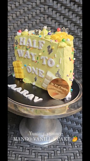 Is Your Baby Turning 6 Months? Why Not Celebrate this special occasion with some amazing designs of Half Birthday Cakes! 🎂 🍰HALF BIRTHDAY CAKE FOR 6 MONTHS OLD BABY BOY. 🍰 Seasons Favourite "Vanilla Mango 🥭 Cake" Client gave a reference image for the Cake and tried my best to match it. Made with chocolate bars and some baby accents. (Non edible) To Place Your Orders for Special occasions and also to try out our Mango Special Cake Menu, Call 📞 or WhatsApp Kashish on 91-9765127864 /7709127864