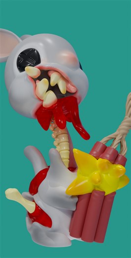 Exploding TNT Bunny rabbit sculpted in Nomad. Sliced in @CHITUBOX printing on the Saturn 4 Ultra and Ultra 16k by @Elegoo 3D Official with abs like resin by @Conjure 3D @Chitu_Systems_Official #nomadsculpt #3dsculpting #3dprinting | Michael Wong