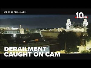 Freight train derails in Worcester, and it's caught on camera