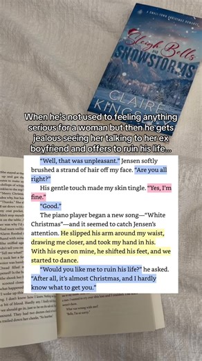 He gets jealous😮‍💨 #booktok #holidayromance #romancebooks #smalltownromance #possessivebookboyfriends small town romance, small town romance books, small town book recommendations, christmas romance, christmas romance books, holiday books, romantic suspense, romantic suspense trope, romantic suspense book recommendations, sleigh bells and snowstorms book, sleigh bells and snowstorms claire kingsley