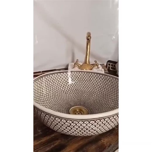 Hand Painted Ceramic Sink: Black and White Geometric Countertop Basin - Etsy