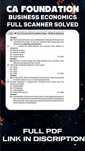 CA Foundation Business Economics | Full Scanner Solved PDF 📘 | Free Download #cafoundation #facts