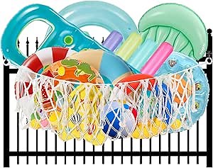 Pool Storage Bag, Swimming Pool Hanging Organizer Mesh for Pool Side and Fence Outdoor Pool Storage for Floats Inflatable Toys Pool Accessories