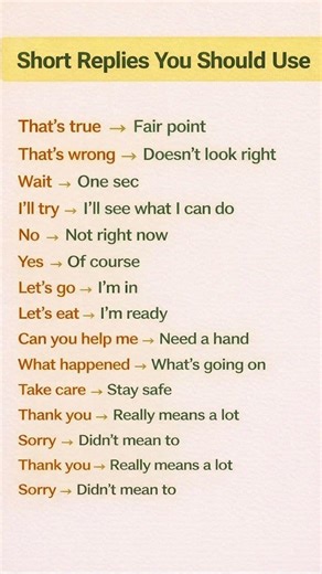 Short Replies You Should Use✅ #easyenglisheveryday #easylearning #spokenenglish #englishlanguage